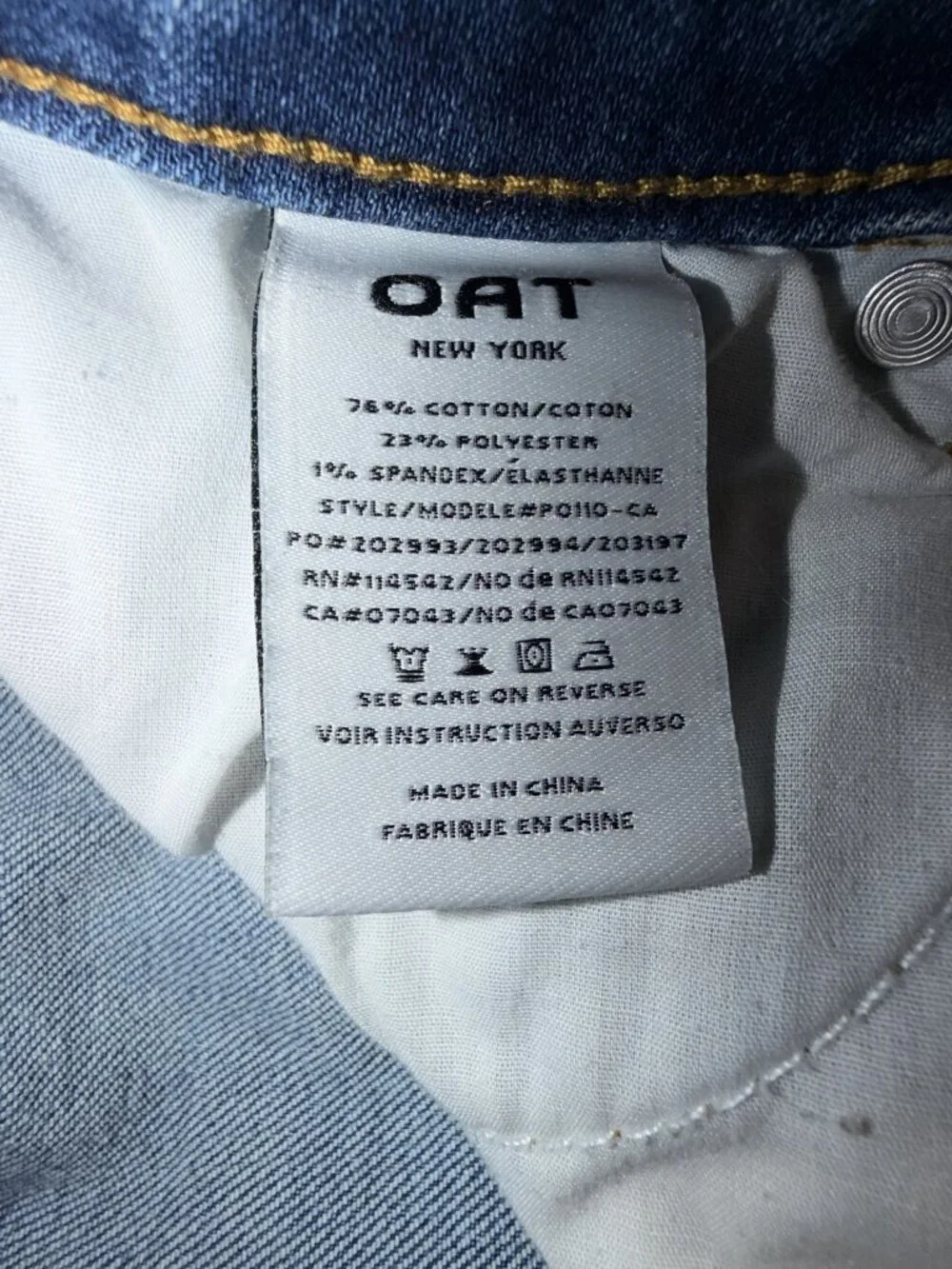 Oat New York Blue Wash Women's Straight Leg Jeans Size 0/25